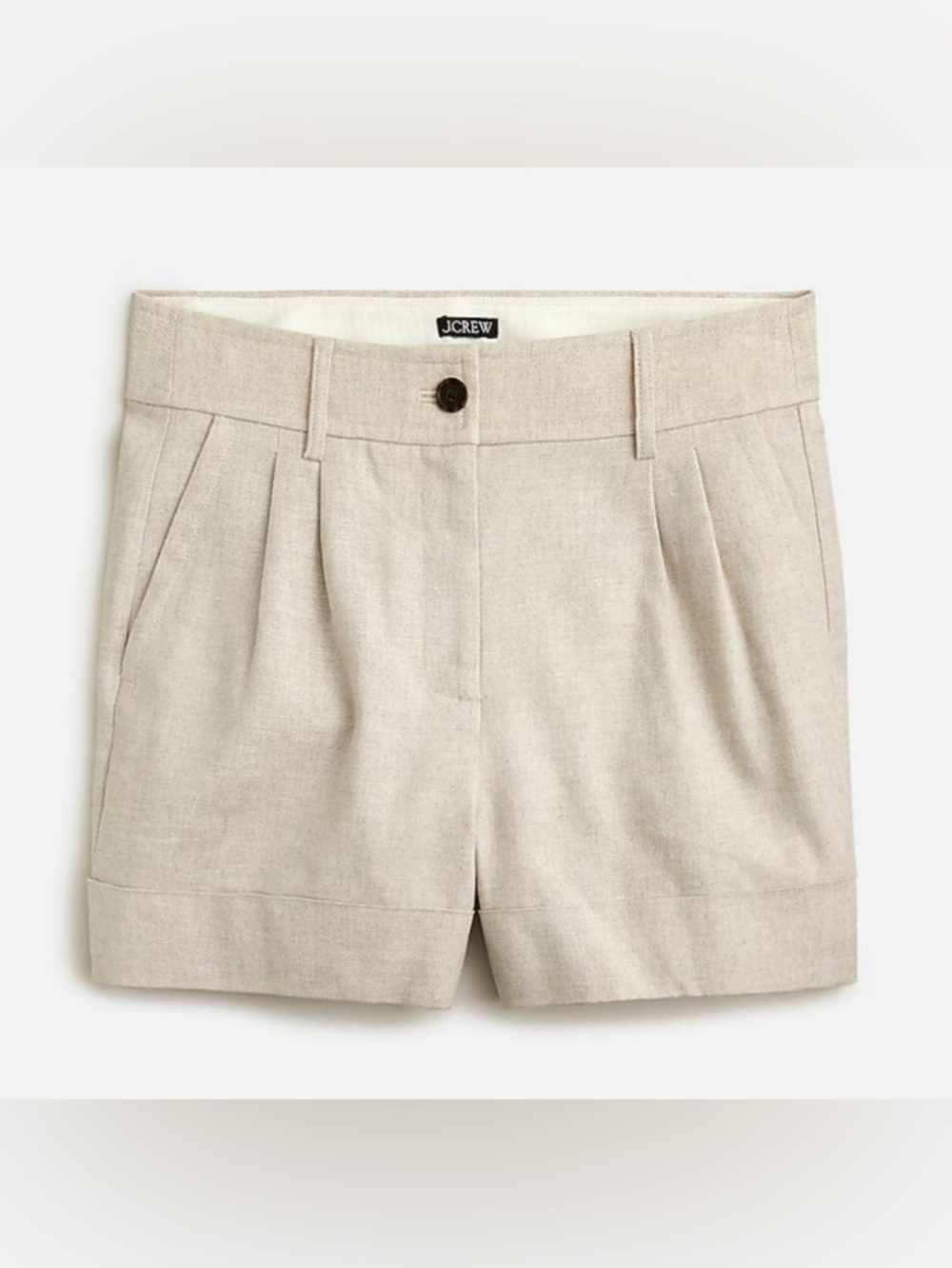 J CREW Remi shorts stretch linen blend Neutral Pleated Preppy Coastal Summer 4